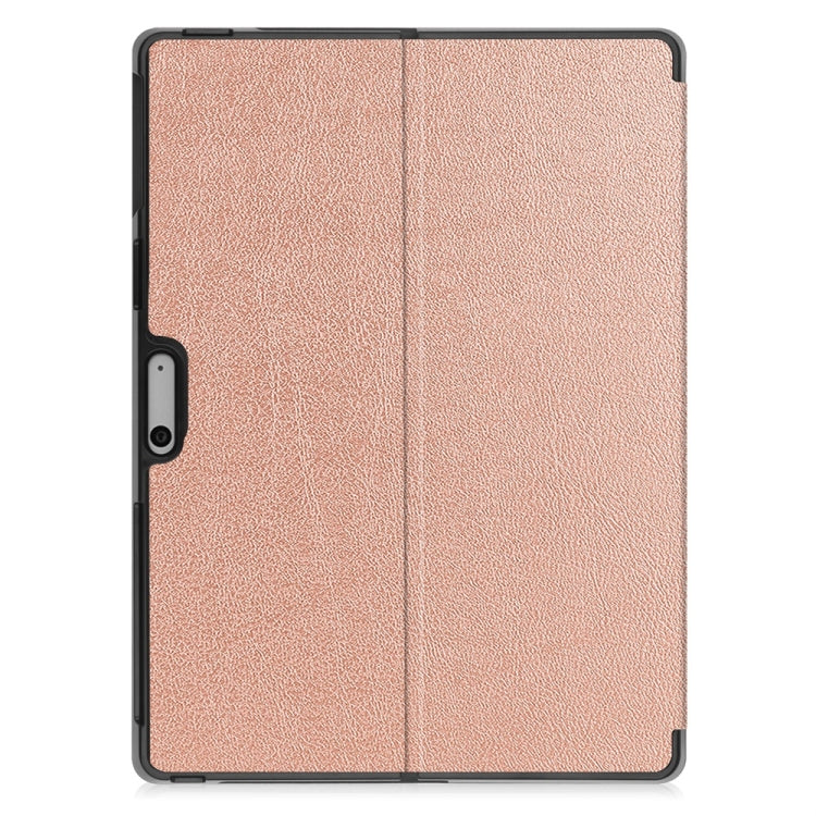 For Microsoft Surface Pro 9 JUNSUNMAY Custer Solid Color 3-Fold Stand Leather Tablet Case(Rose Gold) by JUNSUNMAY