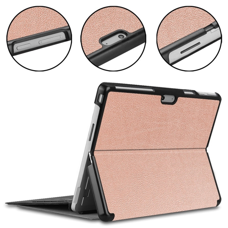 For Microsoft Surface Pro 9 JUNSUNMAY Custer Solid Color 3-Fold Stand Leather Tablet Case(Rose Gold) by JUNSUNMAY