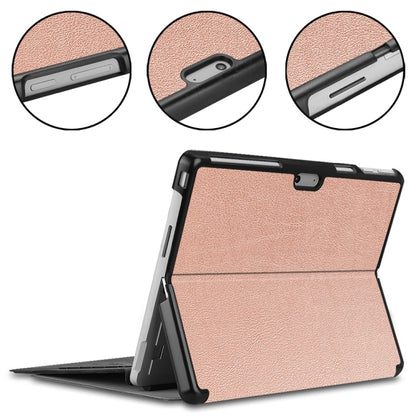 For Microsoft Surface Pro 9 JUNSUNMAY Custer Solid Color 3-Fold Stand Leather Tablet Case(Rose Gold) by JUNSUNMAY