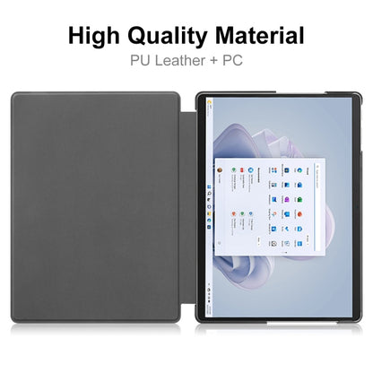 For Microsoft Surface Pro 9 JUNSUNMAY Custer Solid Color 3-Fold Stand Leather Tablet Case(Black) by JUNSUNMAY