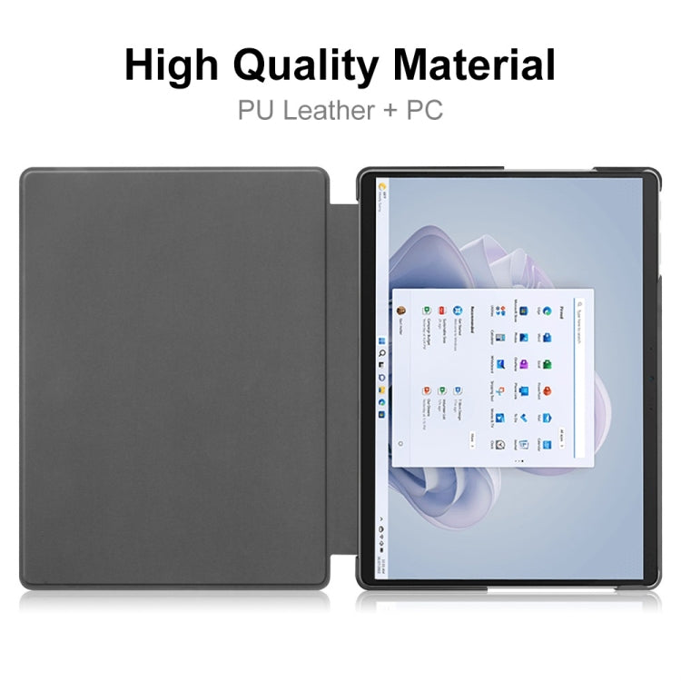 For Microsoft Surface Pro 9 JUNSUNMAY Custer Solid Color 3-Fold Stand Leather Tablet Case(Grey) by JUNSUNMAY