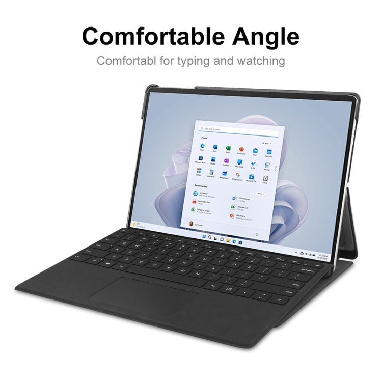 For Microsoft Surface Pro 9 JUNSUNMAY Custer Solid Color 3-Fold Stand Leather Tablet Case(Black) by JUNSUNMAY