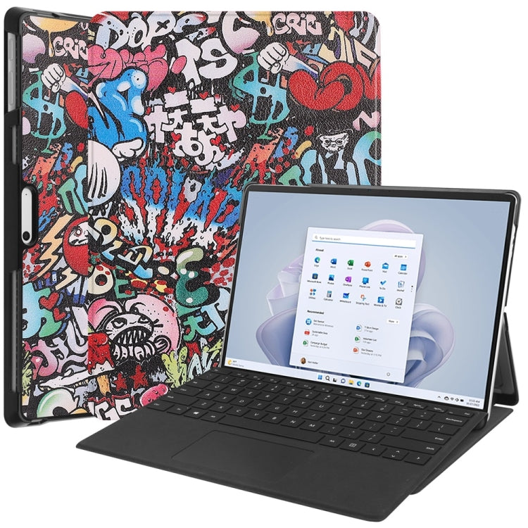 For Microsoft Surface Pro 9 / 10 / 11 JUNSUNMAY Custer Painted Stand Leather Tablet Case(Graffiti) by JUNSUNMAY