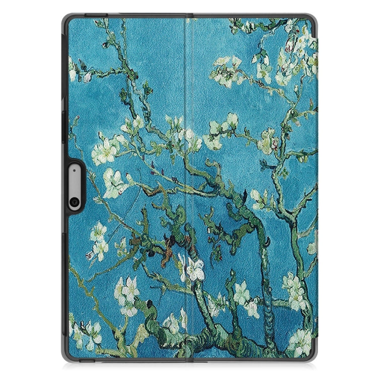 For Microsoft Surface Pro 9 / 10 / 11 JUNSUNMAY Custer Painted 3-Fold Stand Leather Tablet Case(Apricot Flower) by JUNSUNMAY
