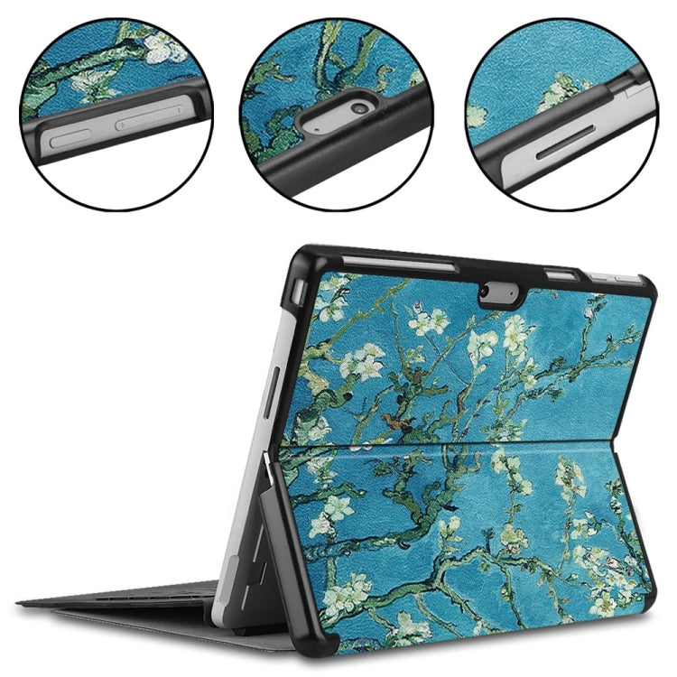 For Microsoft Surface Pro 9 / 10 / 11 JUNSUNMAY Custer Painted 3-Fold Stand Leather Tablet Case(Apricot Flower) by JUNSUNMAY