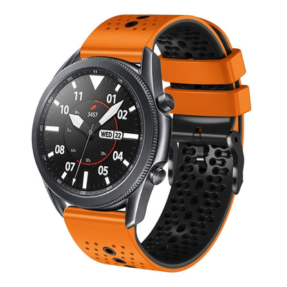 For Samsung Galaxy Watch3 45mm 22mm Perforated Two-Color Silicone Watch Band(Orange+Black) by bashfashion
