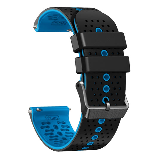 For Samsung Galaxy Watch3 45mm 22mm Perforated Two-Color Silicone Watch Band(Black+Blue) by bashfashion