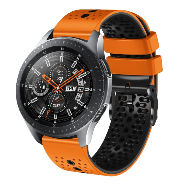 For Samsung Galaxy Watch 46mm 22mm Perforated Two-Color Silicone Watch Band(Orange+Black) by bashfashion