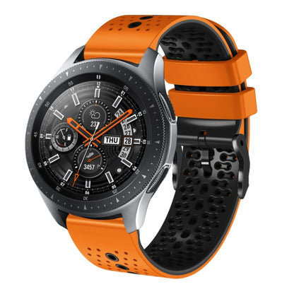 For Samsung Galaxy Watch 46mm 22mm Perforated Two-Color Silicone Watch Band(Orange+Black) by bashfashion