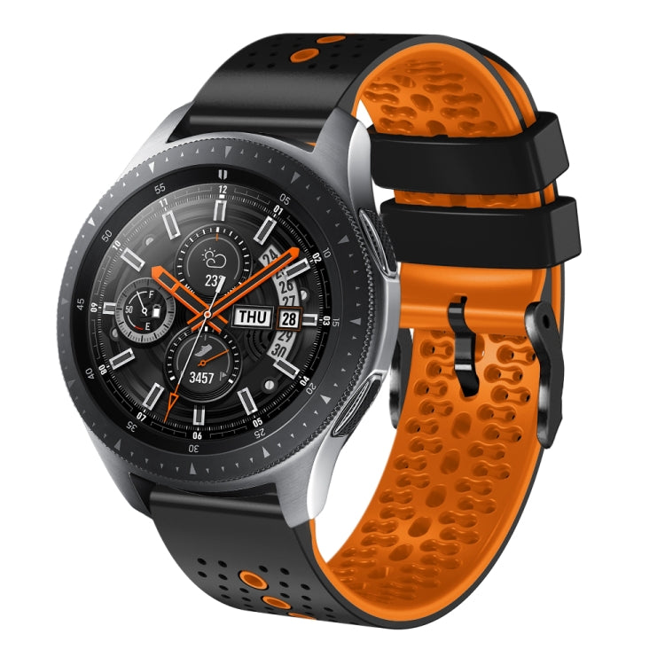 For Samsung Galaxy Watch 46mm 22mm Perforated Two-Color Silicone Watch Band(Black+Orange) by bashfashion
