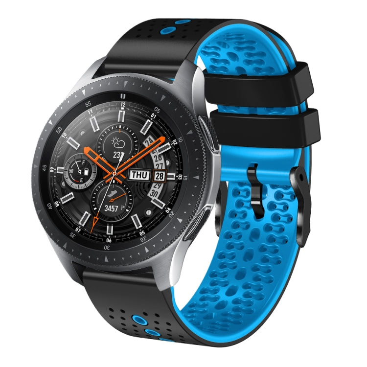 For Samsung Galaxy Watch 46mm 22mm Perforated Two-Color Silicone Watch Band(Black+Blue) by bashfashion