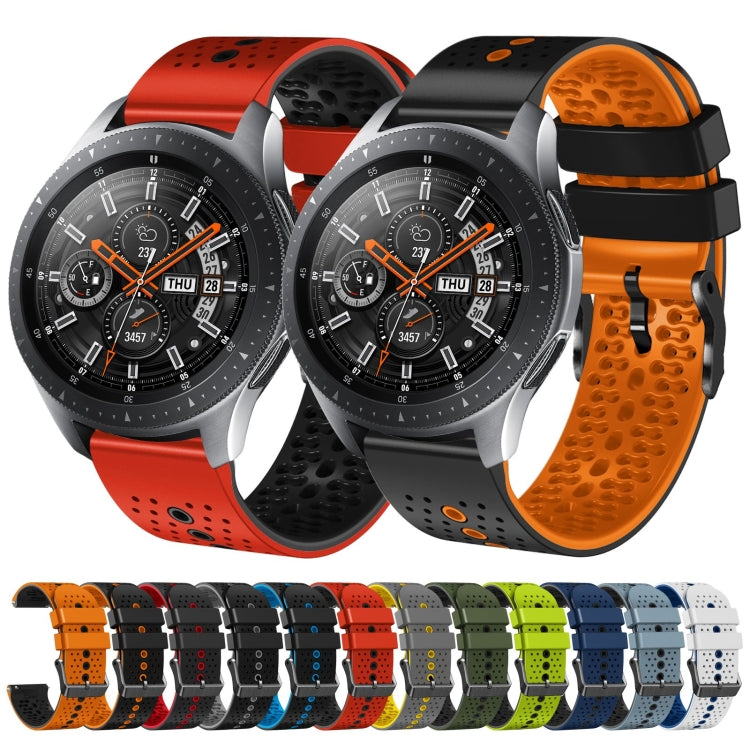 For Samsung Galaxy Watch 46mm 22mm Perforated Two-Color Silicone Watch Band(Orange+Black) by bashfashion