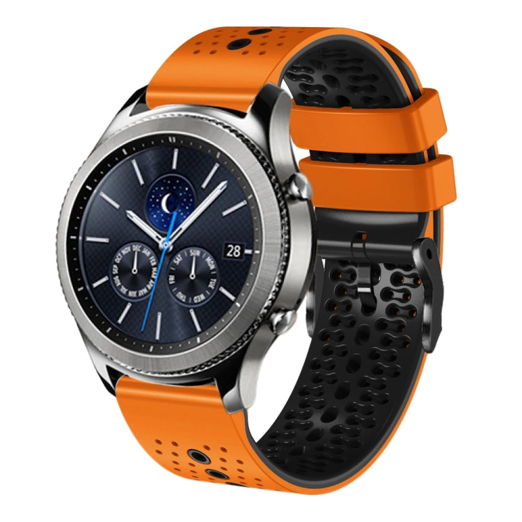 For Samsung Gear S3 Classic 22mm Perforated Two-Color Silicone Watch Band(Orange+Black) by bashfashion