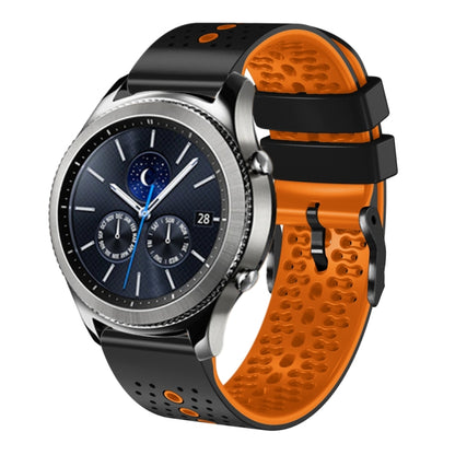 For Samsung Gear S3 Classic 22mm Perforated Two-Color Silicone Watch Band(Black+Orange) by bashfashion