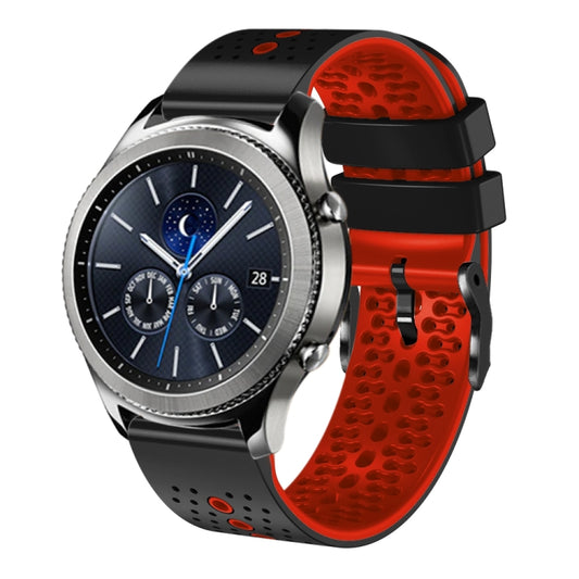 For Samsung Gear S3 Classic 22mm Perforated Two-Color Silicone Watch Band(Black+Red) by bashfashion