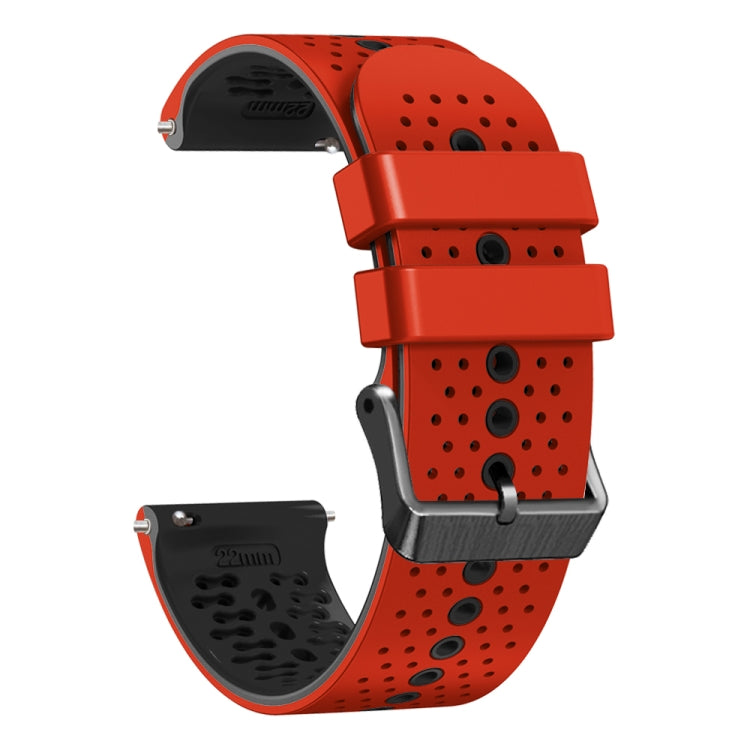 For Samsung Gear S3 Classic 22mm Perforated Two-Color Silicone Watch Band(Red+Black) by bashfashion