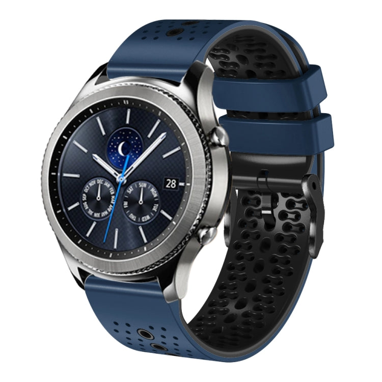 For Samsung Gear S3 Classic 22mm Perforated Two-Color Silicone Watch Band(Midnight Blue+Black) by bashfashion