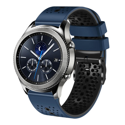 For Samsung Gear S3 Classic 22mm Perforated Two-Color Silicone Watch Band(Midnight Blue+Black) by bashfashion