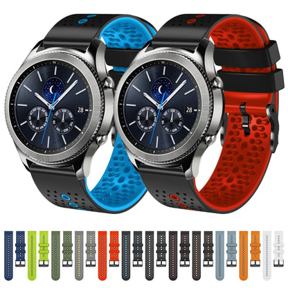 For Samsung Gear S3 Classic 22mm Perforated Two-Color Silicone Watch Band(Orange+Black) by bashfashion
