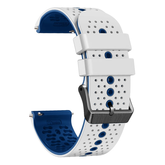 For Samsung Gear S3 Frontier 22mm Perforated Two-Color Silicone Watch Band(White+Blue) by bashfashion