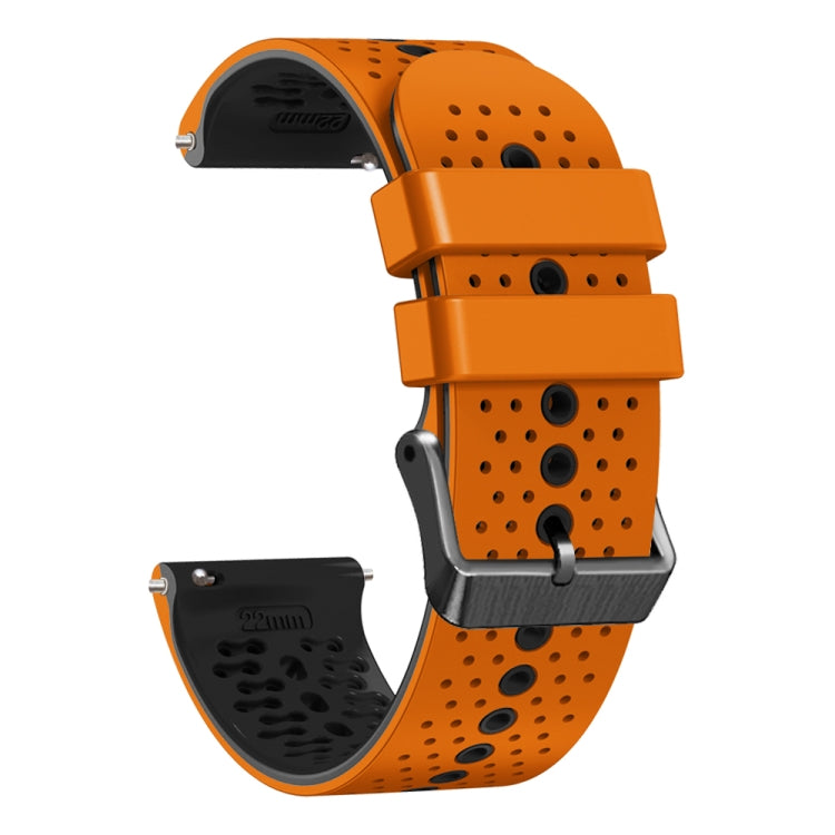 For Samsung Gear S3 Frontier 22mm Perforated Two-Color Silicone Watch Band(Orange+Black) by bashfashion
