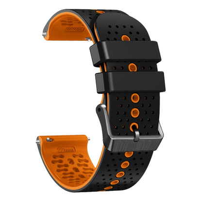 For Samsung Gear S3 Frontier 22mm Perforated Two-Color Silicone Watch Band(Black+Orange) by bashfashion