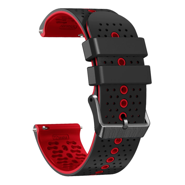 For Samsung Gear S3 Frontier 22mm Perforated Two-Color Silicone Watch Band(Black+Red) by bashfashion