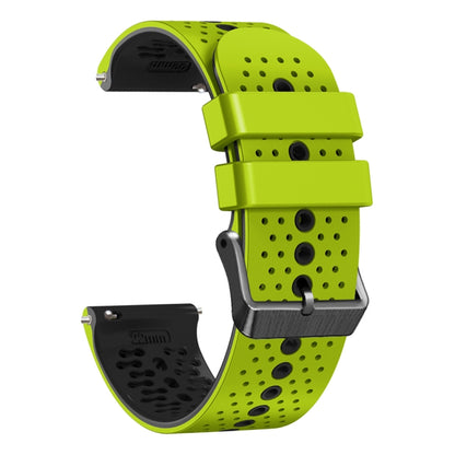 For Samsung Gear S3 Frontier 22mm Perforated Two-Color Silicone Watch Band(Lime+Black) by bashfashion