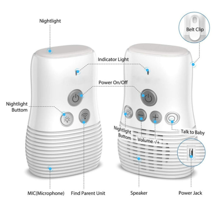 DBM-8 Wireless Audio Two-way Talk Back Baby Monitor, Intercom Sound Alert for Infant(US Plug) by bashfashion