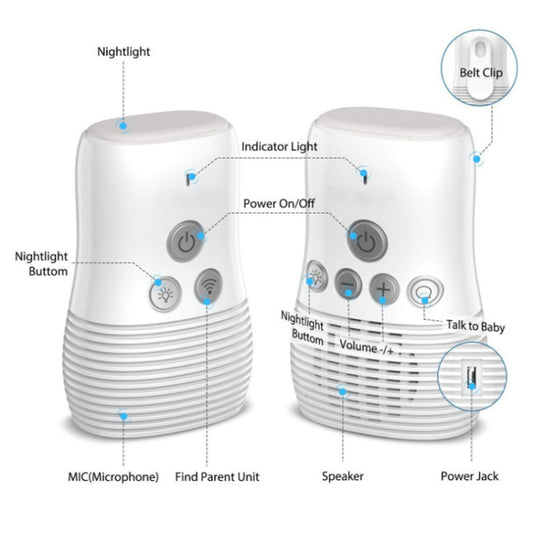 DBM-8 Wireless Audio Two-way Talk Back Baby Monitor, Intercom Sound Alert for Infant(US Plug)