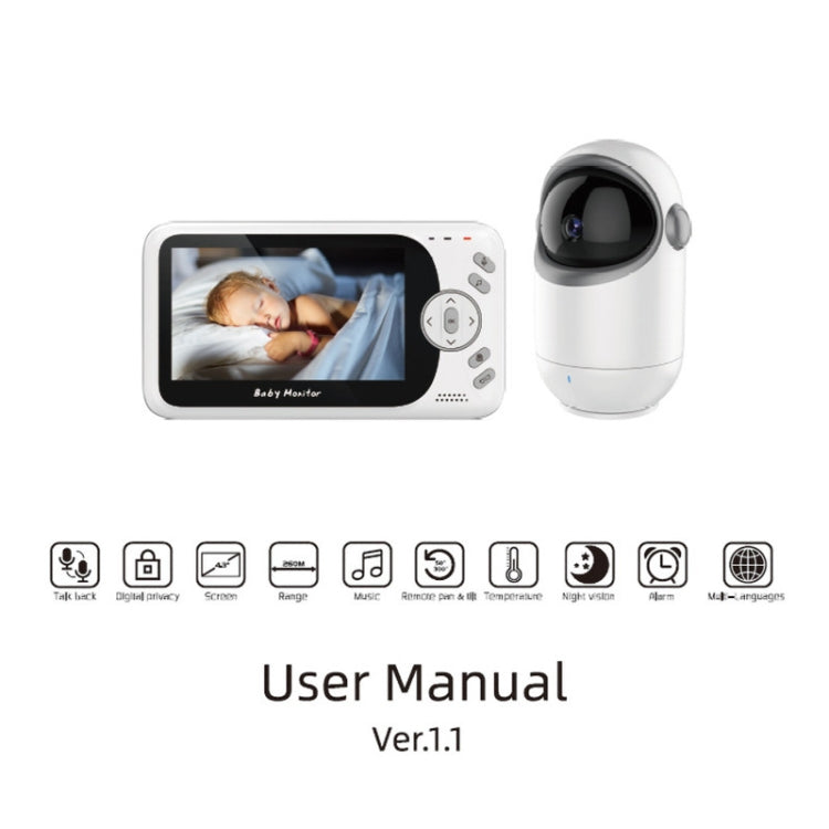 VB801 4.3 inch Night Vision Camera Baby Monitor, Wireless Intercom Audio Video Camera, Temperature Detection(US Plug) by bashfashion