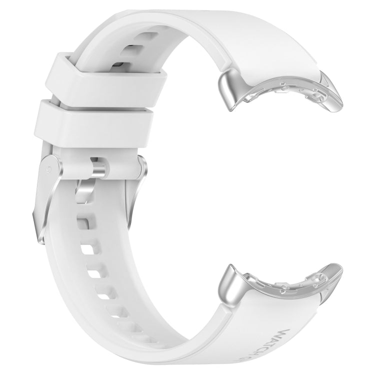For Google Pixel Watch Metal Connector + Solid Color Silicone Watch Band(White) by bashfashion