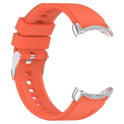For Google Pixel Watch Metal Connector + Solid Color Silicone Watch Band(Orange) by bashfashion