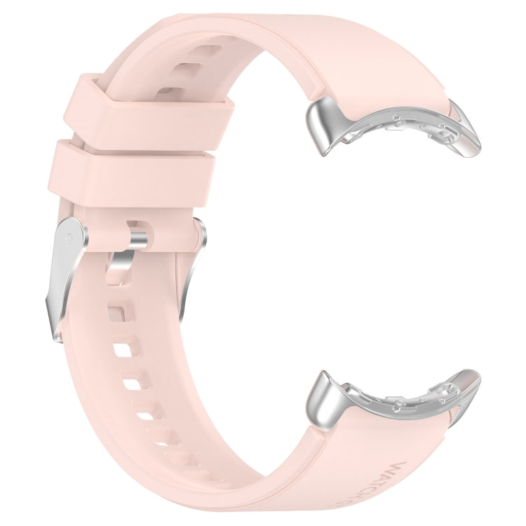 For Google Pixel Watch Metal Connector + Solid Color Silicone Watch Band(Pink) by bashfashion