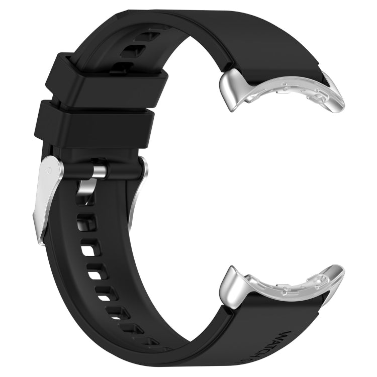 For Google Pixel Watch Metal Connector + Solid Color Silicone Watch Band(Black) by bashfashion