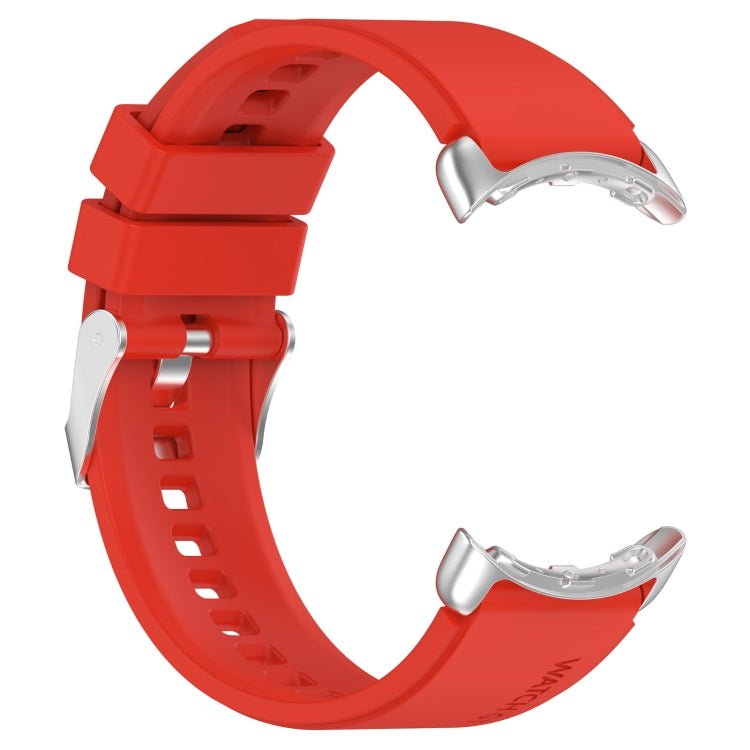 For Google Pixel Watch Metal Connector + Solid Color Silicone Watch Band(Red) by bashfashion
