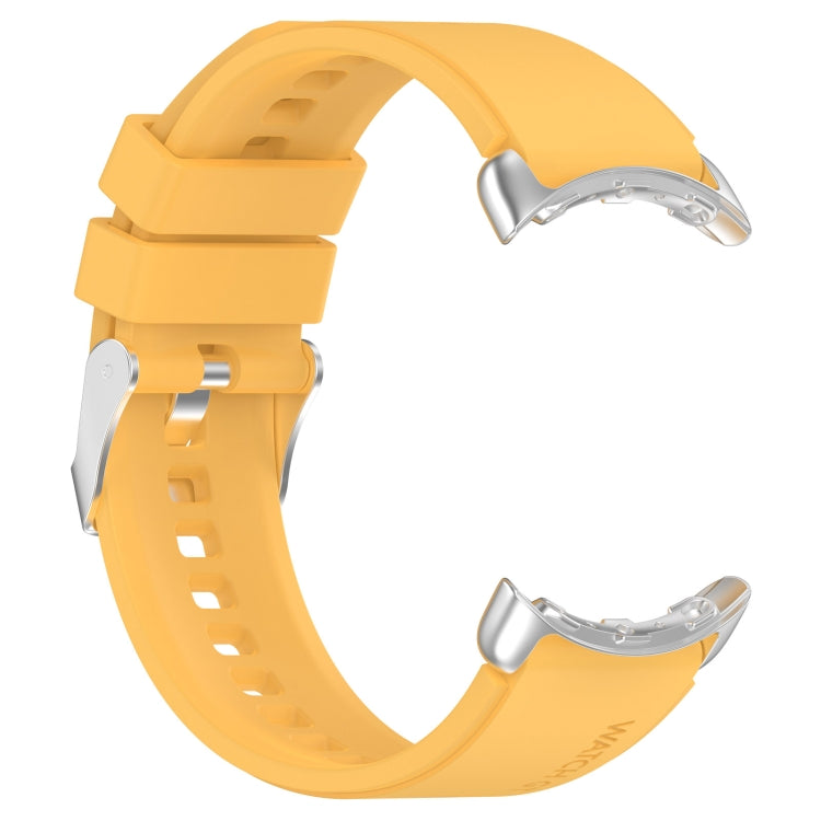 For Google Pixel Watch Metal Connector + Solid Color Silicone Watch Band(Yellow) by bashfashion