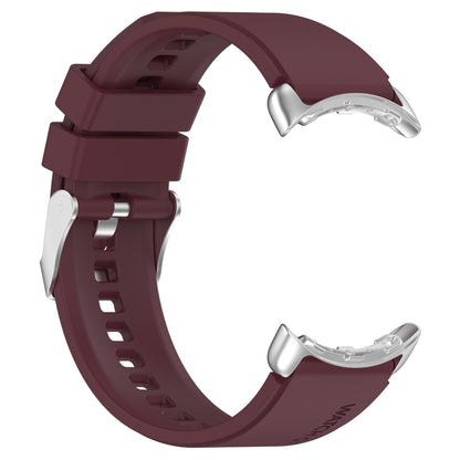 For Google Pixel Watch Metal Connector + Solid Color Silicone Watch Band(Burgundy) by bashfashion