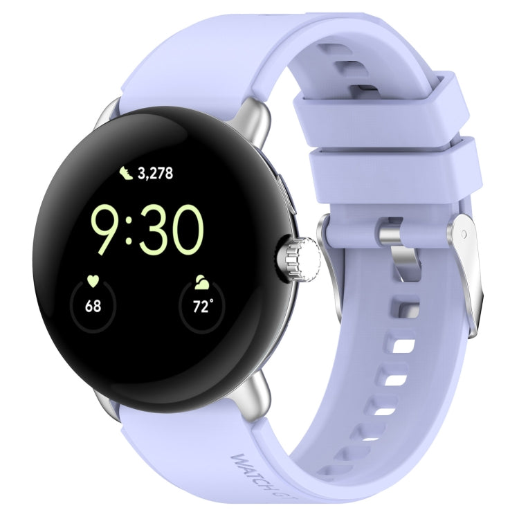 For Google Pixel Watch Metal Connector + Solid Color Silicone Watch Band(Roland Purple) by bashfashion