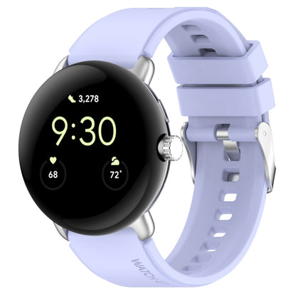 For Google Pixel Watch Metal Connector + Solid Color Silicone Watch Band(Roland Purple) by bashfashion