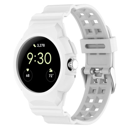 For Google Pixel Watch Integrated Fully Enclosed Silicone Watch Band(White) by bashfashion