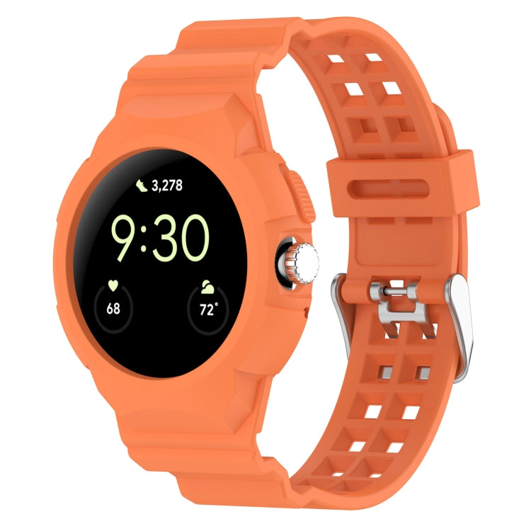 For Google Pixel Watch Integrated Fully Enclosed Silicone Watch Band(Orange) by bashfashion