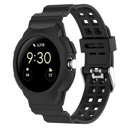 For Google Pixel Watch Integrated Fully Enclosed Silicone Watch Band(Black) by bashfashion