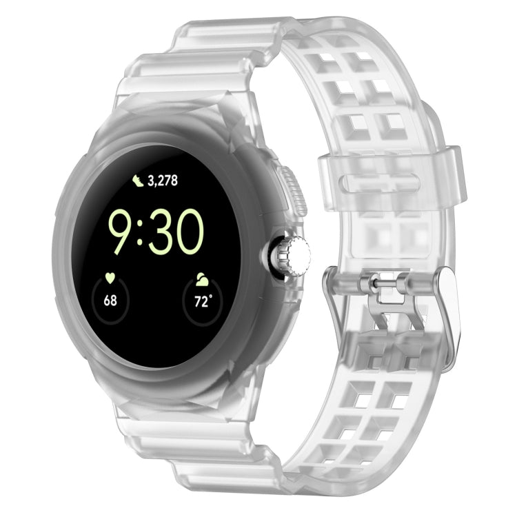 For Google Pixel Watch Integrated Fully Enclosed Silicone Watch Band(Transparent) by bashfashion