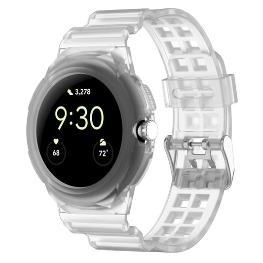 For Google Pixel Watch Integrated Fully Enclosed Silicone Watch Band(Transparent) by bashfashion