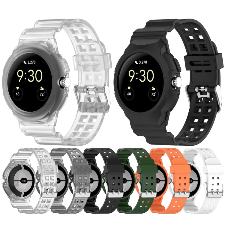 For Google Pixel Watch Integrated Fully Enclosed Silicone Watch Band(Transparent Black) by bashfashion