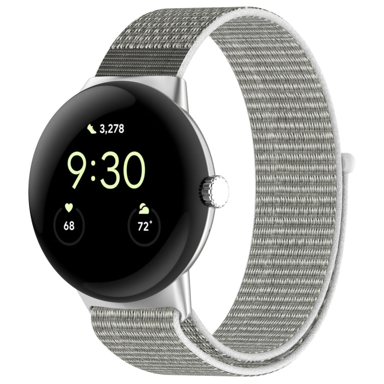 For Google Pixel Watch Nylon Weave Watch Band(Grayish White) by bashfashion