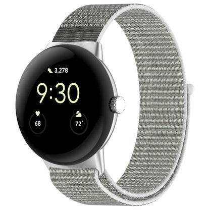 For Google Pixel Watch Nylon Weave Watch Band(Grayish White) by bashfashion