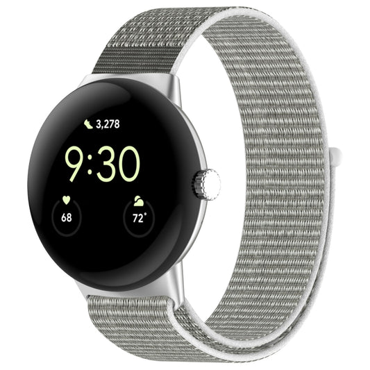 For Google Pixel Watch Nylon Weave Watch Band(Grayish White) by bashfashion