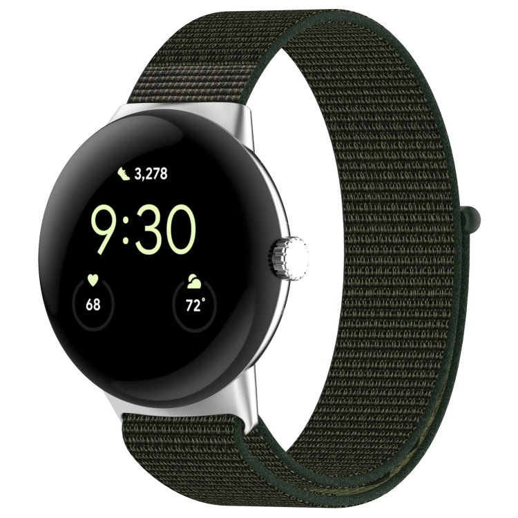 For Google Pixel Watch Nylon Weave Watch Band(Army Green) by bashfashion